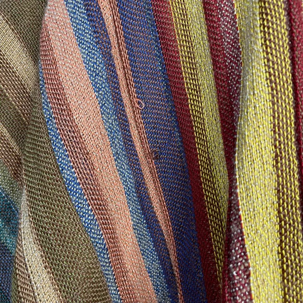 Rhonda Stark Southwestern Italian Acrylic Carnival Stripe Fringe Serape Shawl OS - Image 5