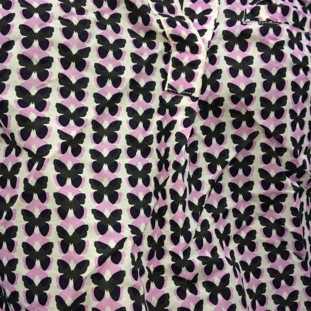 Gap Maternity White Long Sleeve Tunic w/Black and Lavender Butterflies Size S - Image 6