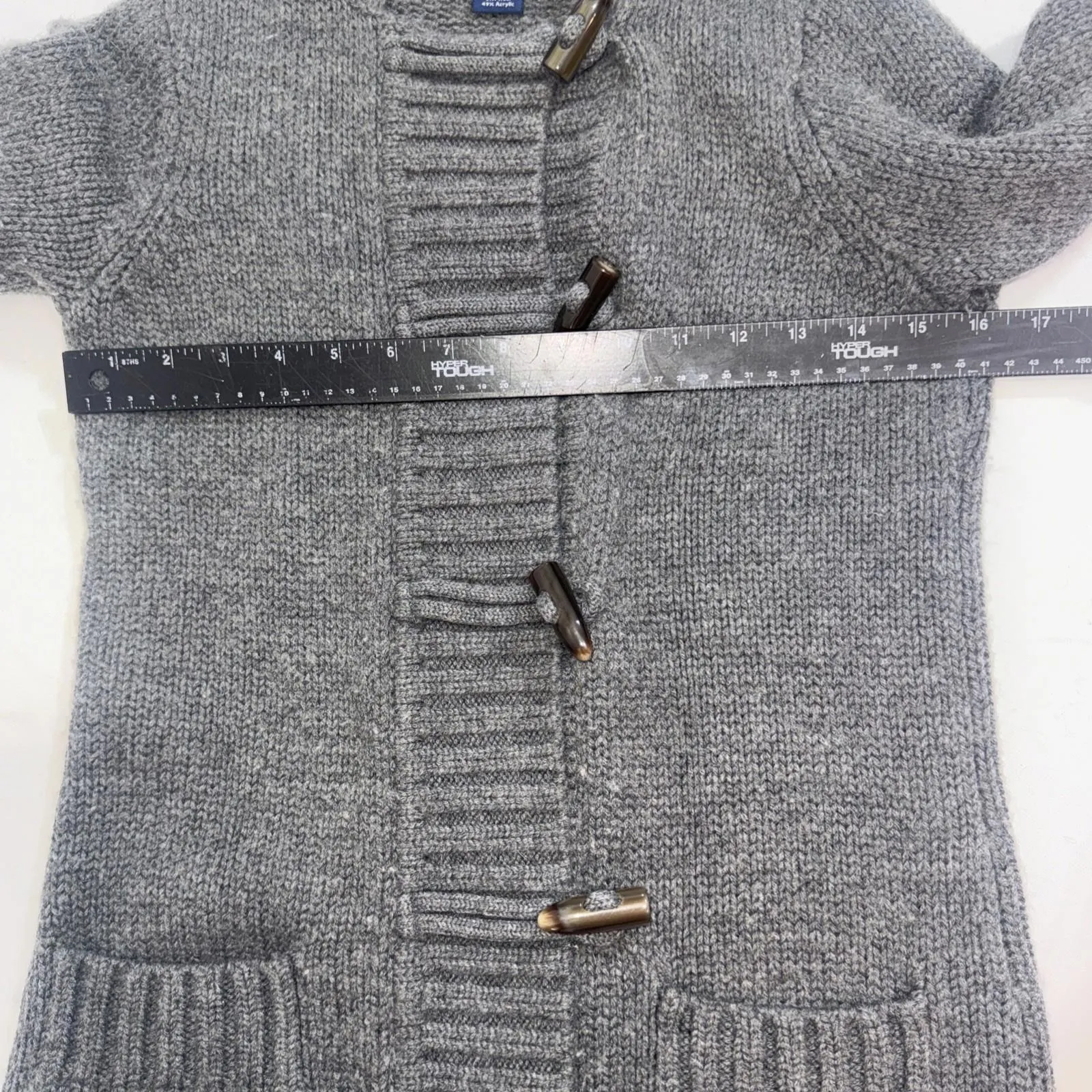 Vineyard Vines Minimalist Gray Hooded Button Up Wool Knitted Cardigan Women’s XS - Image 9