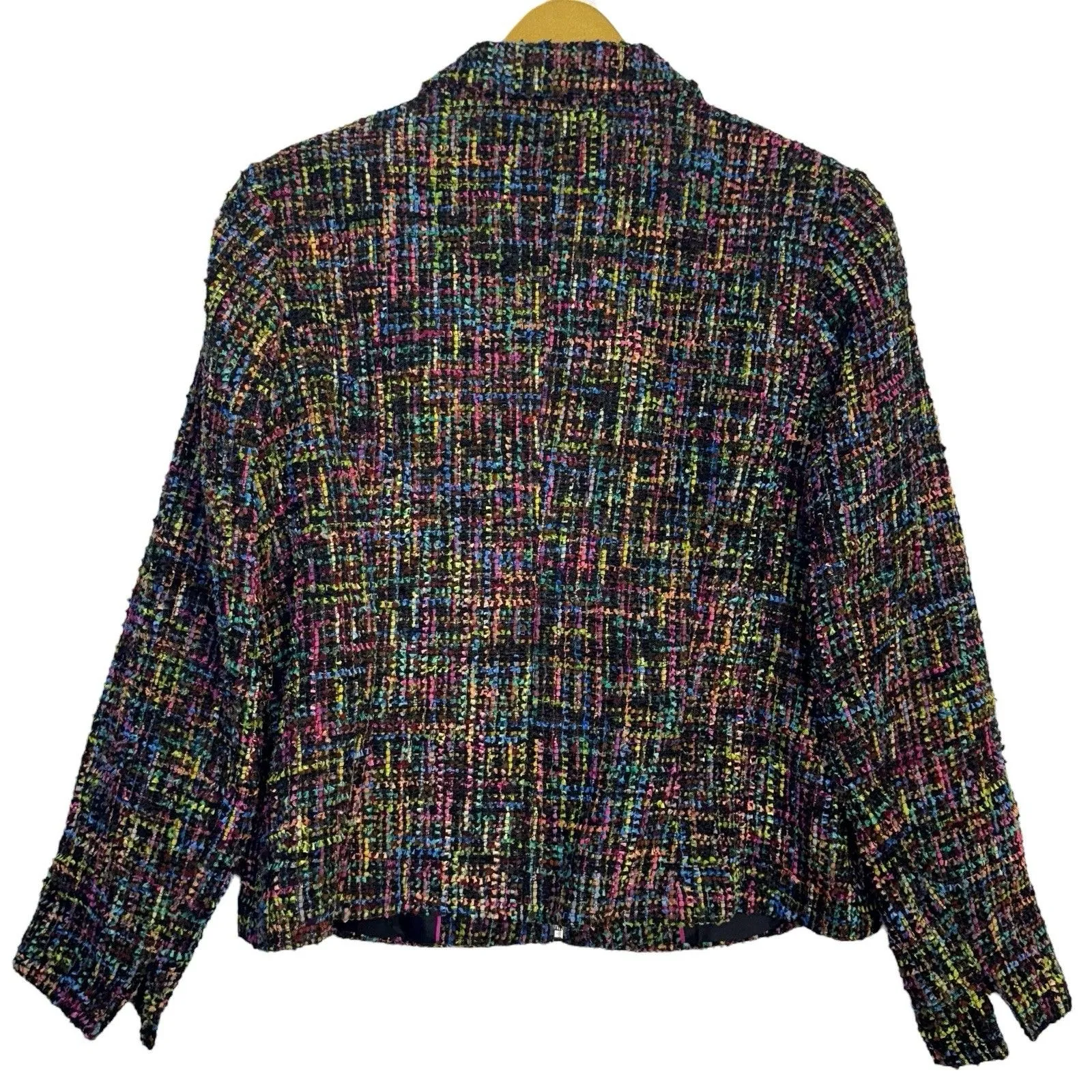 Coldwater Tweed Military Jacket Blazer Size 16 Black Full Zip Preppy Work Modest - Image 3