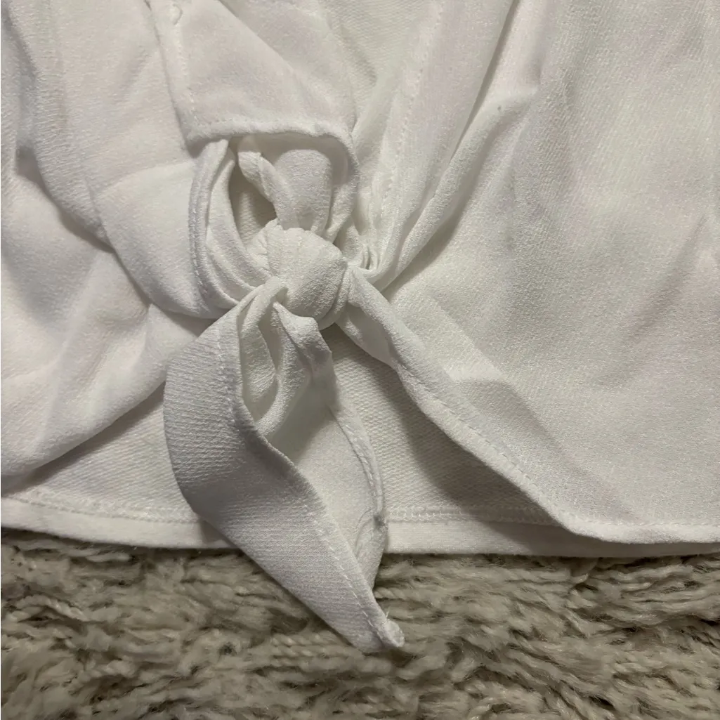 Zara Elegant White Cut Out Tie-Back Blouse Size S - Image 6