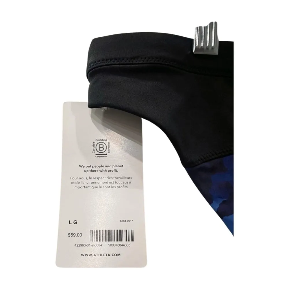 NWT Athleta Blue Black Freestyle Camo Bikini Bottom Size L - Image 5