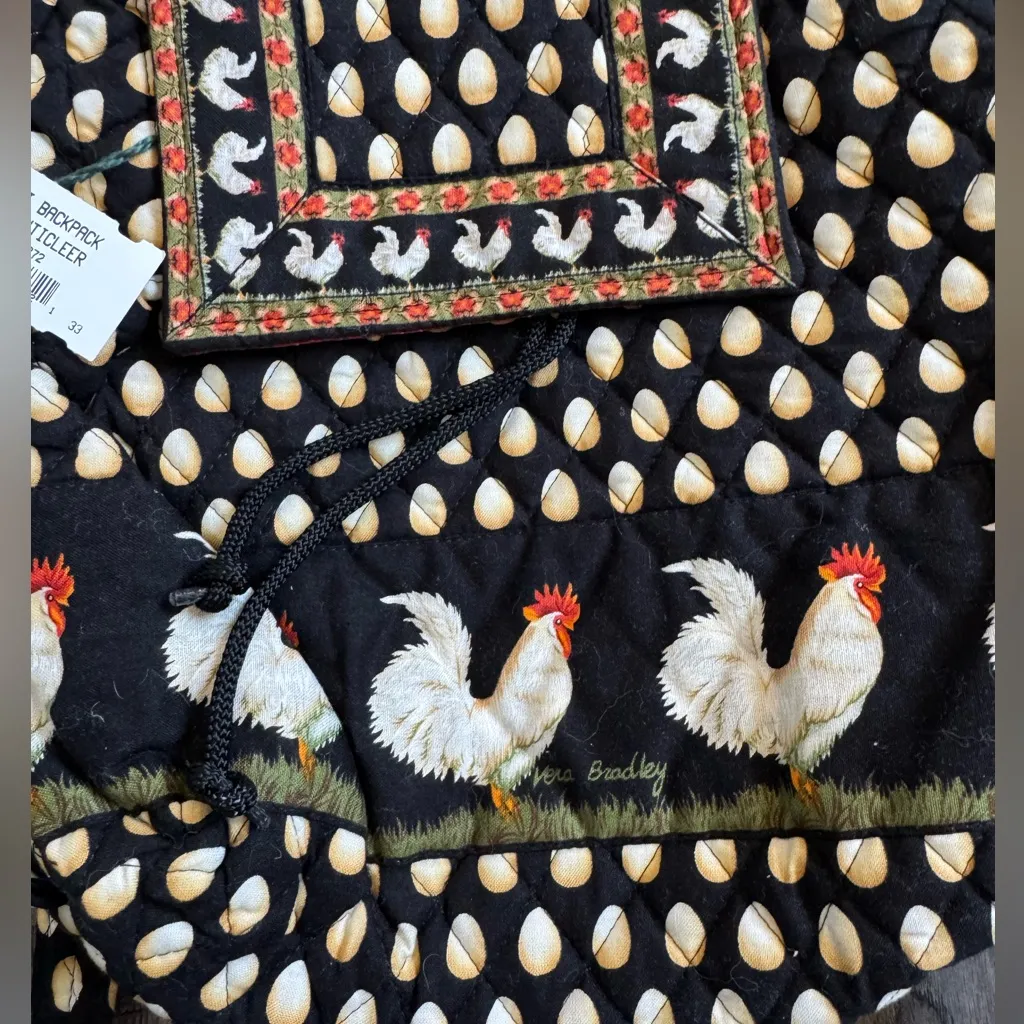 Vintage Vera Bradley Rare Retired Chanticleer Rooster Drawstring Backpack- NWT - Image 4