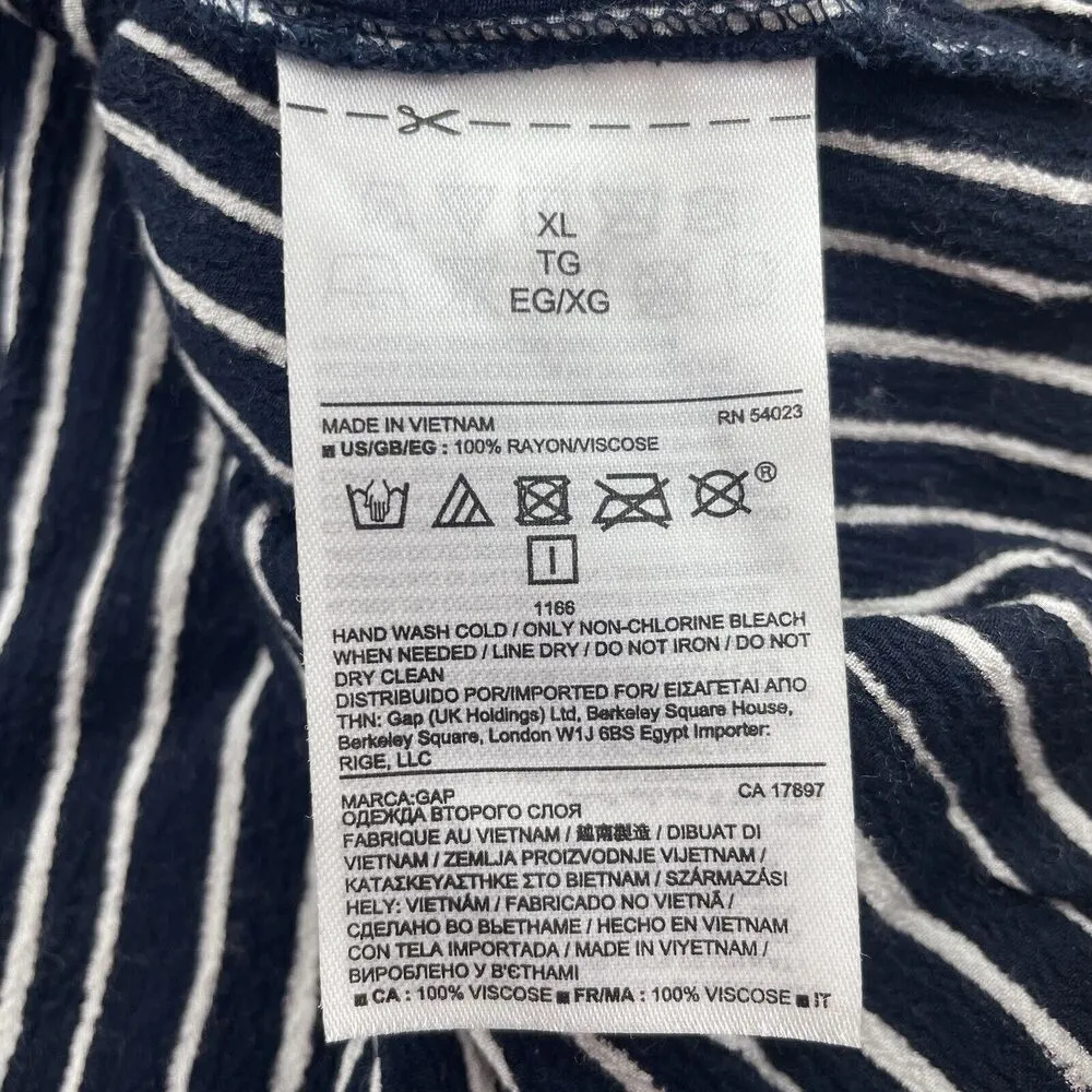 Gap Size XL Tie Shirt Dress Wrap Front Long Sleeve True Indigo Navy Blue Stripe - Image 11