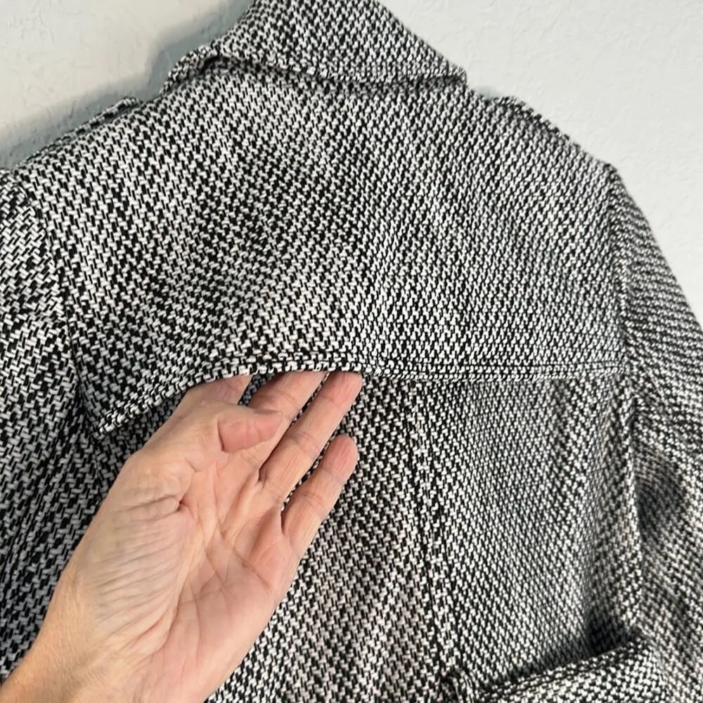 Banana Republic Black White Short Trench Jacket Belted Preppy Double Breasted - Image 10