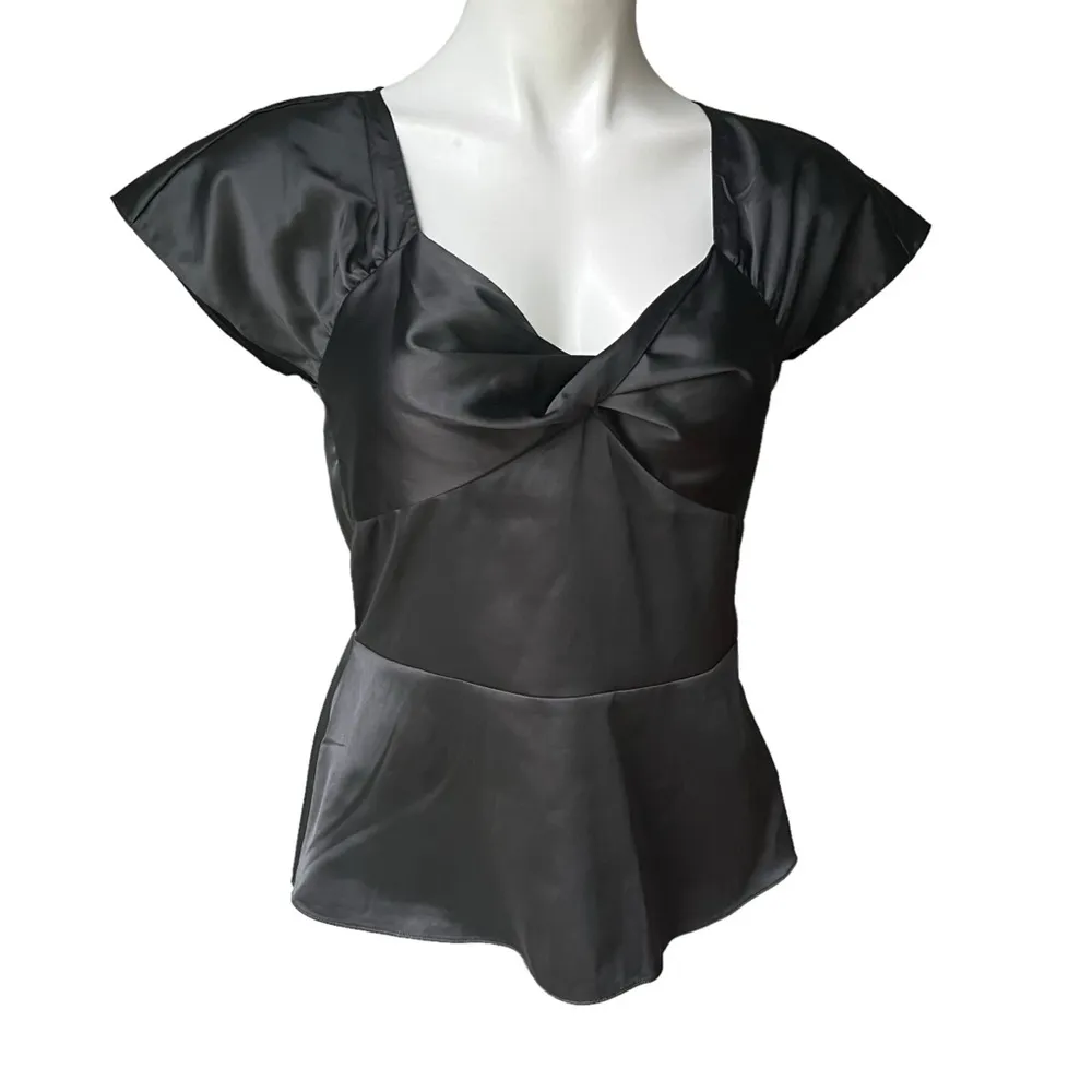 The Limited Dark Gray Twist Front Peplum Blouse, Sz CS - Image 7