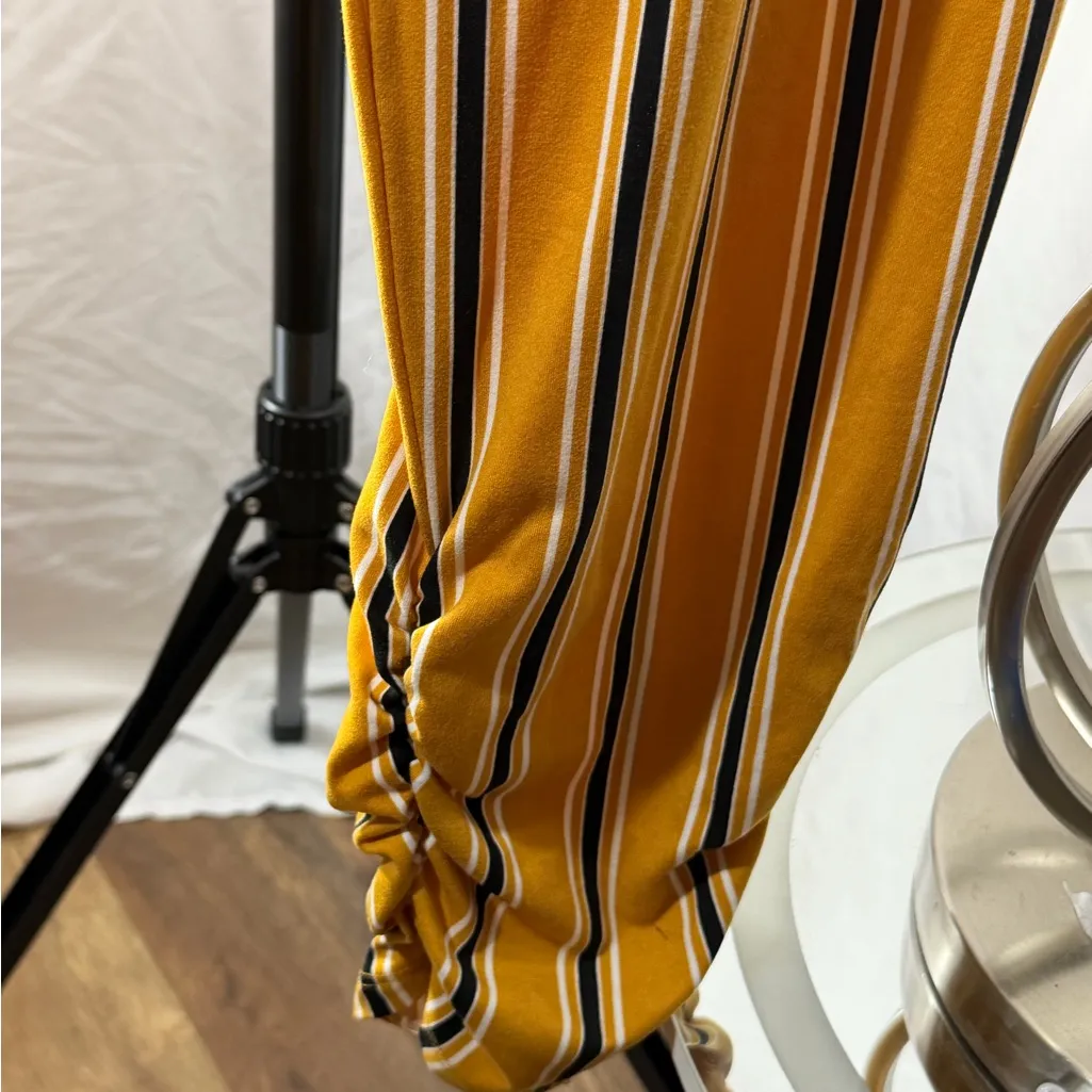 Love J Striped Yellow And Blue Jumpsuit gathered hem strapless Size XL Bodycon - Image 8