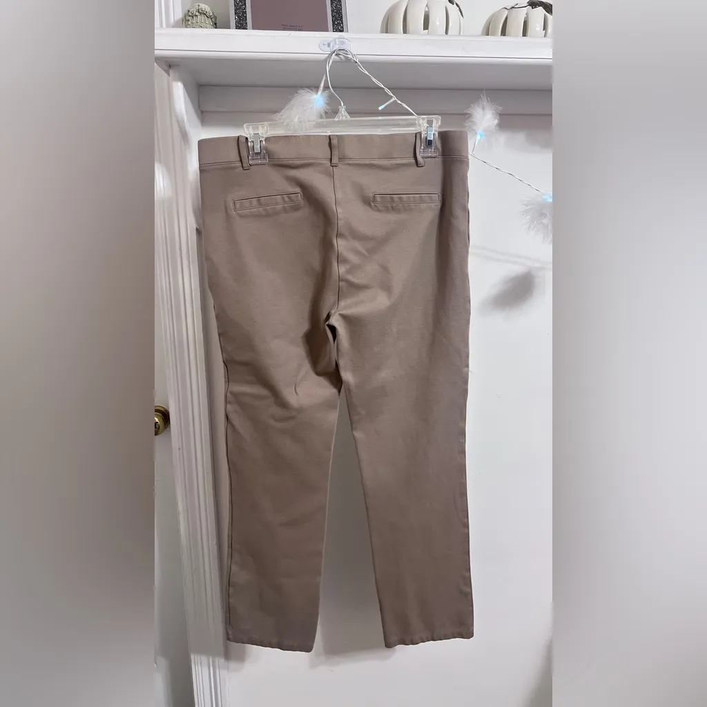 Betabrand Beige Stretch Straight Leg Dress Pant  Faux Pocket - Image 3