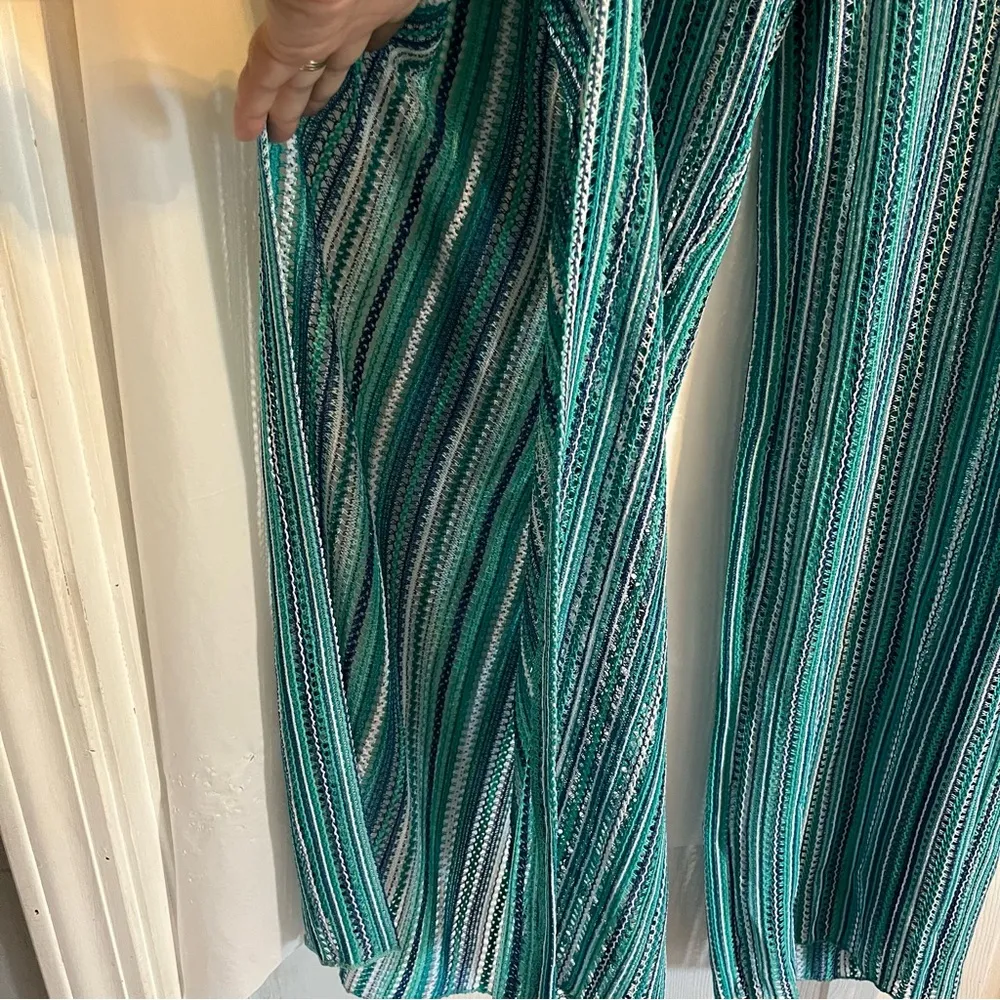 Womens Size XL Crocheted Swim Coverup Pants Side Slit Beachy Resort Vacation New Blue - Image 6