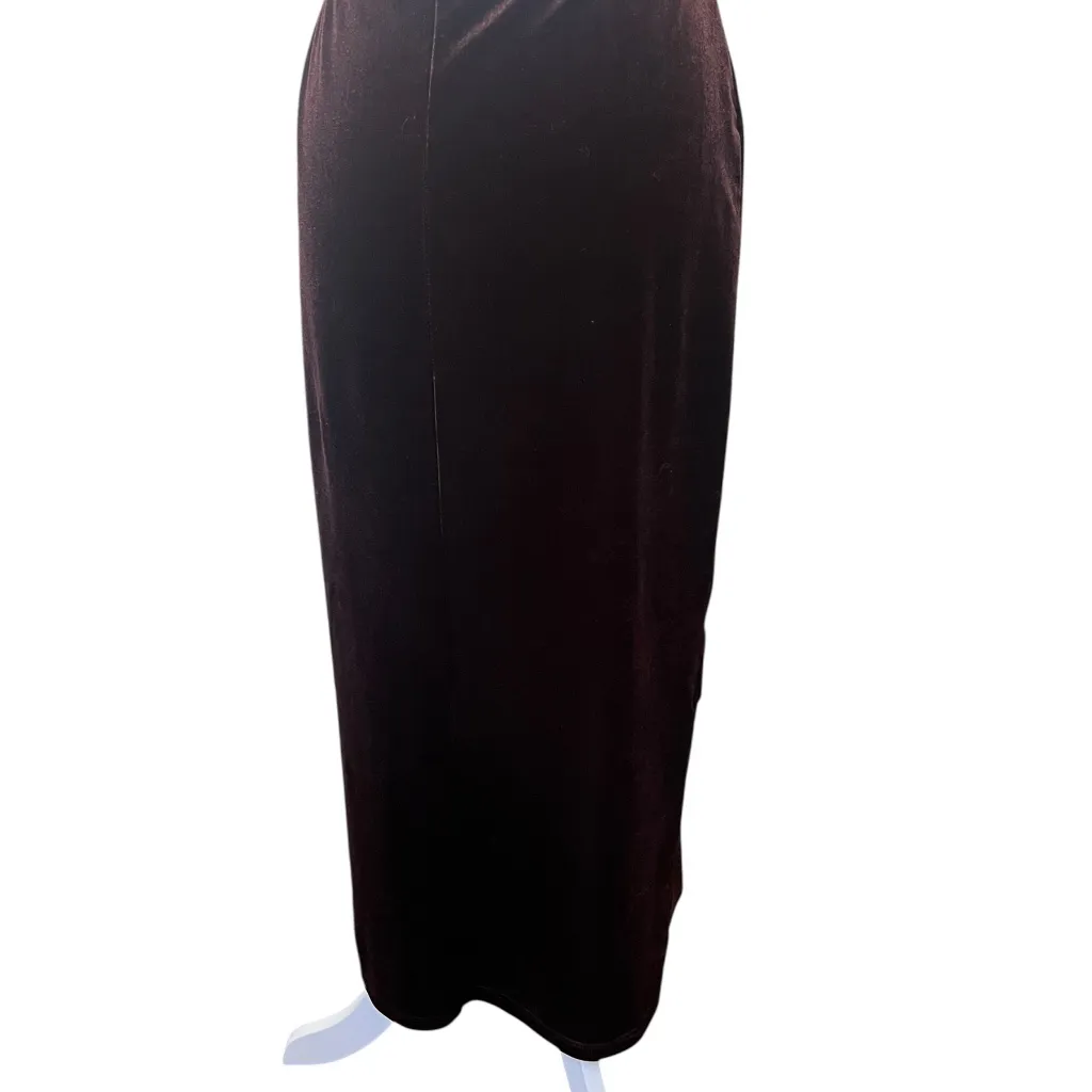 Vintage 90's Soft Velvet Brown Long Skirt with Sparkling Sunburst design Size undefined - Image 5