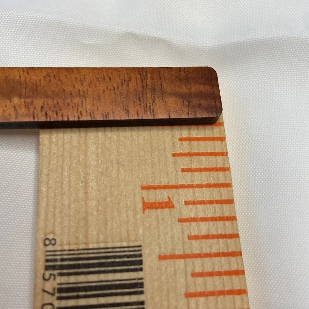 Hand Crafted Triangle Wooden Bar Laser Cut Hawaii Island Wood Pierced Earrings - Image 3