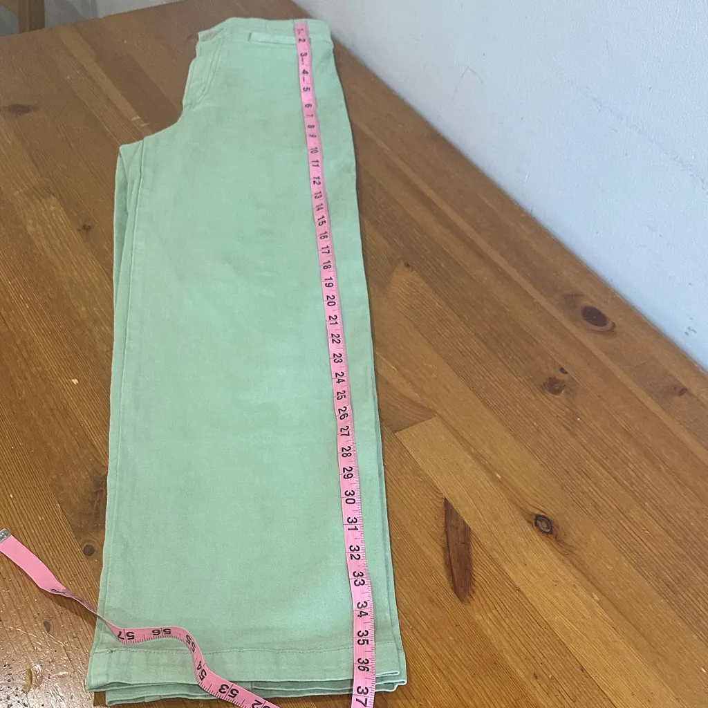 Madewell Light Green Denim Pants EMMETT WIDE LEG CROP - Image 8