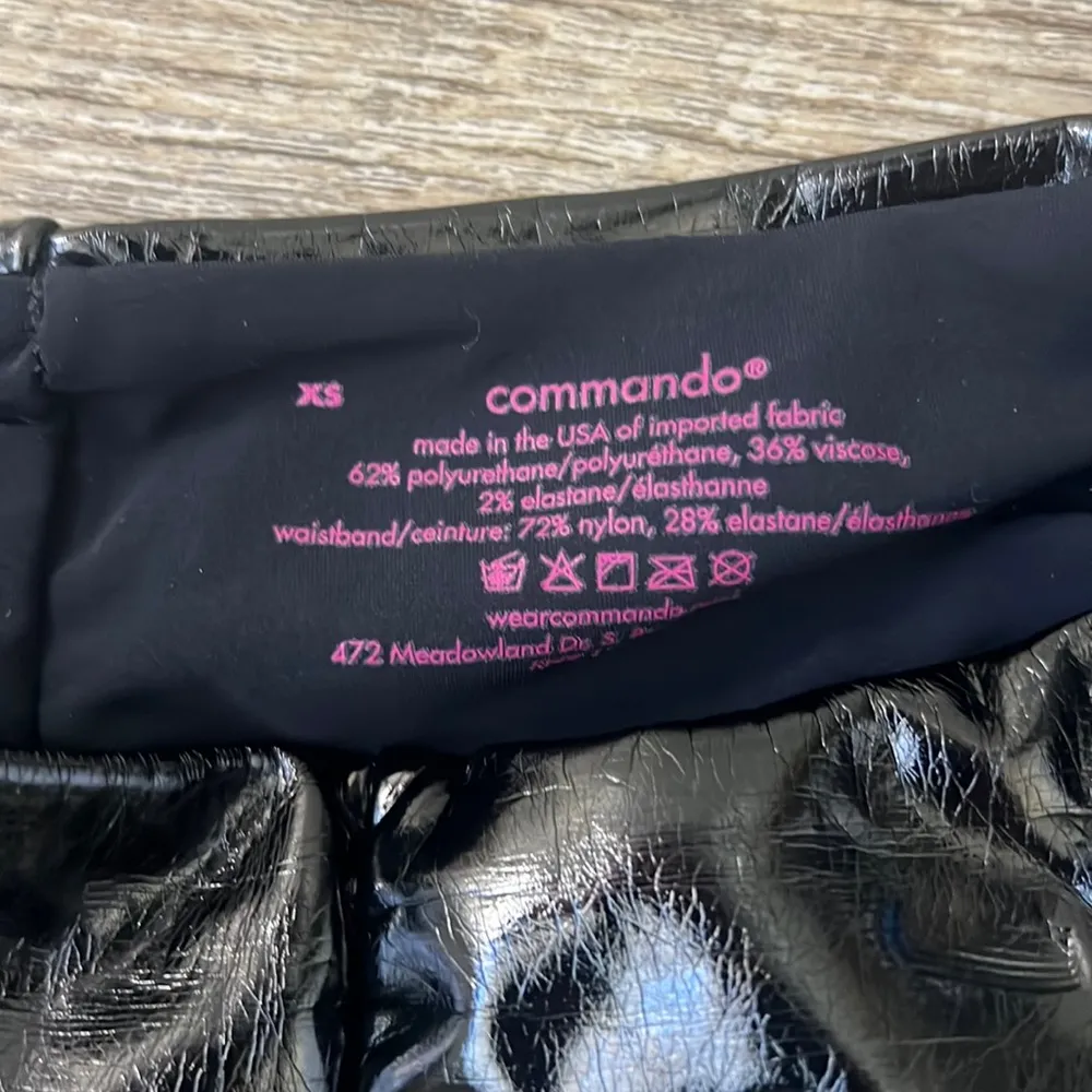 Commando Faux Patent Leather High Waisted Black Legging Size XS - Image 2