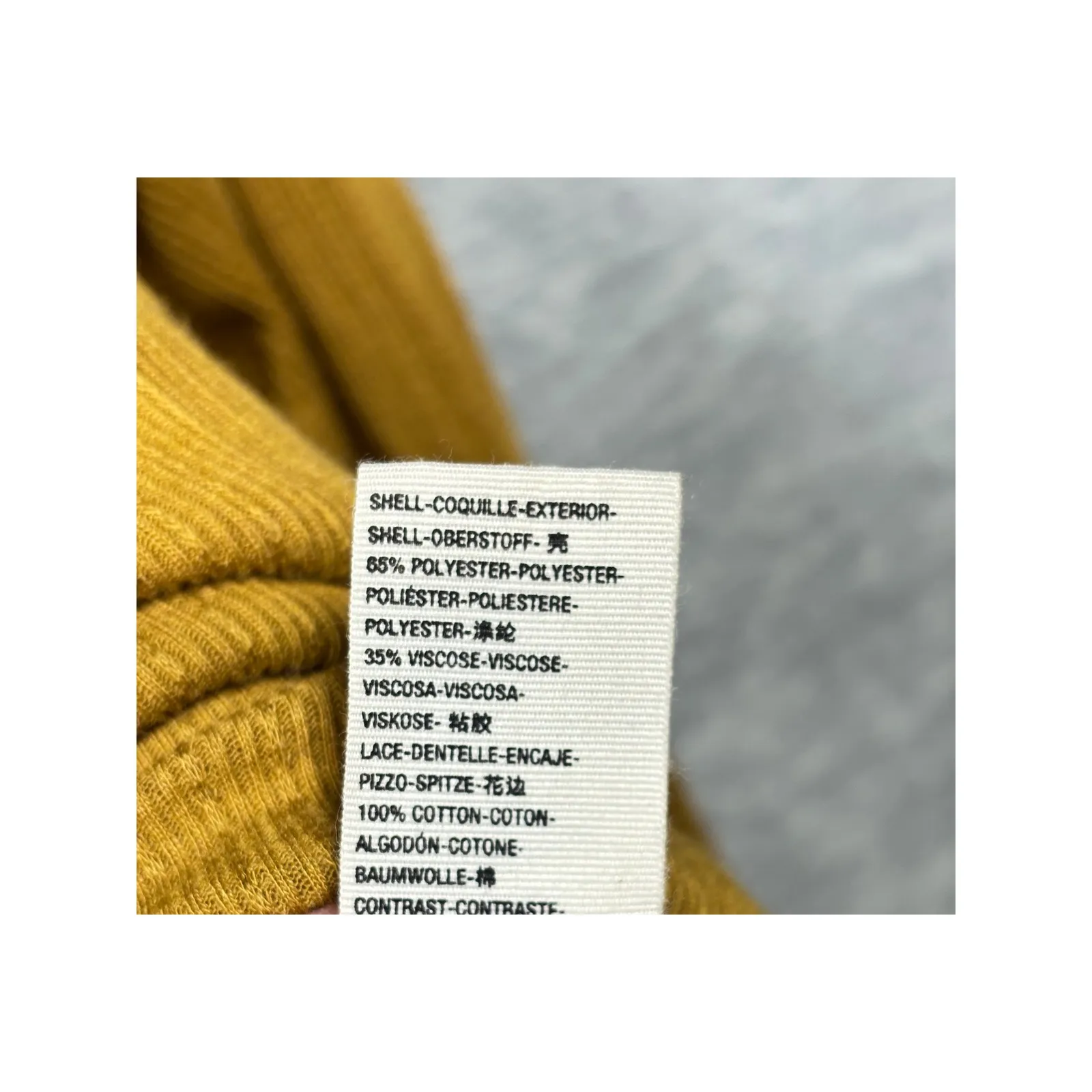 Free People Lola Top M Mustard Lace Trimmed V Neck Long Sleeve Thermal Shirt Top - Image 7