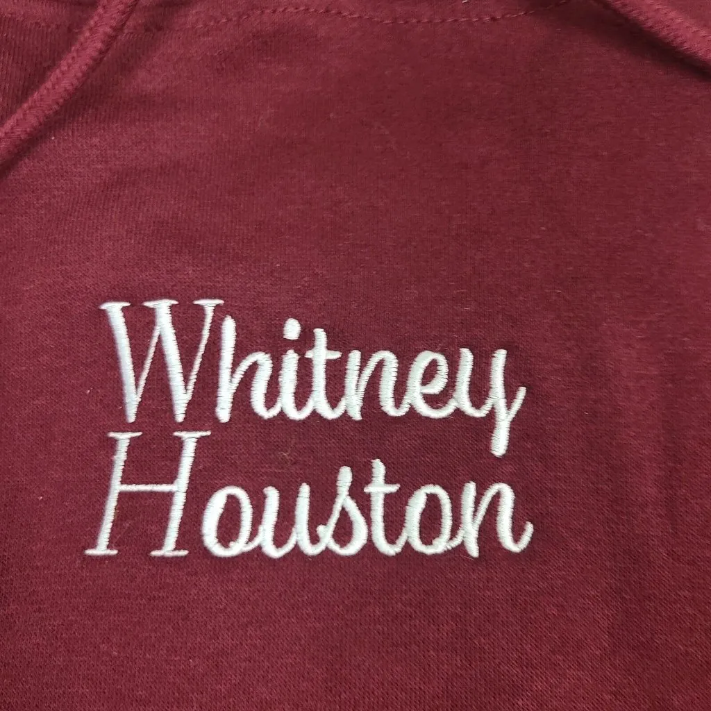 Whitney Houston Hoodie Hooded Sweatshirt Maroon Unixex Size Medium Red - Image 2