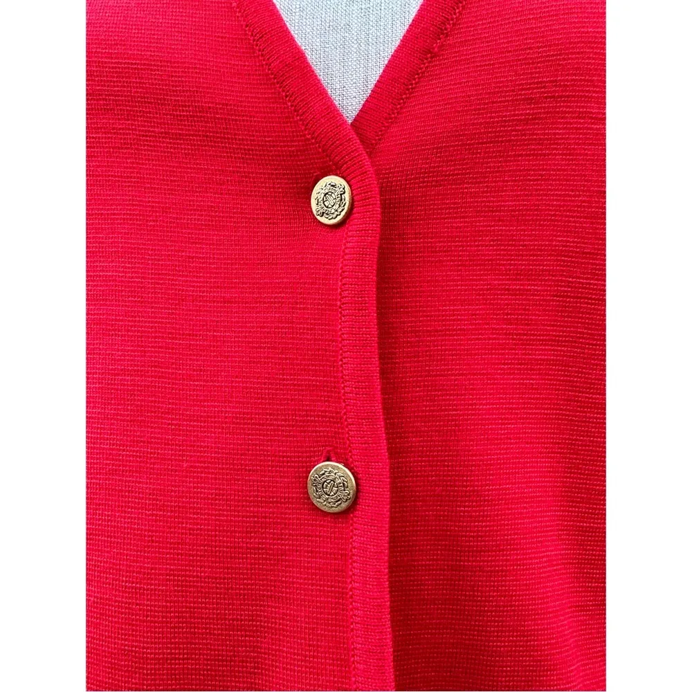 Tail Vintage 90s Red V Neck Vest Button Front Tie Back Wool Acrylic Small - Image 5