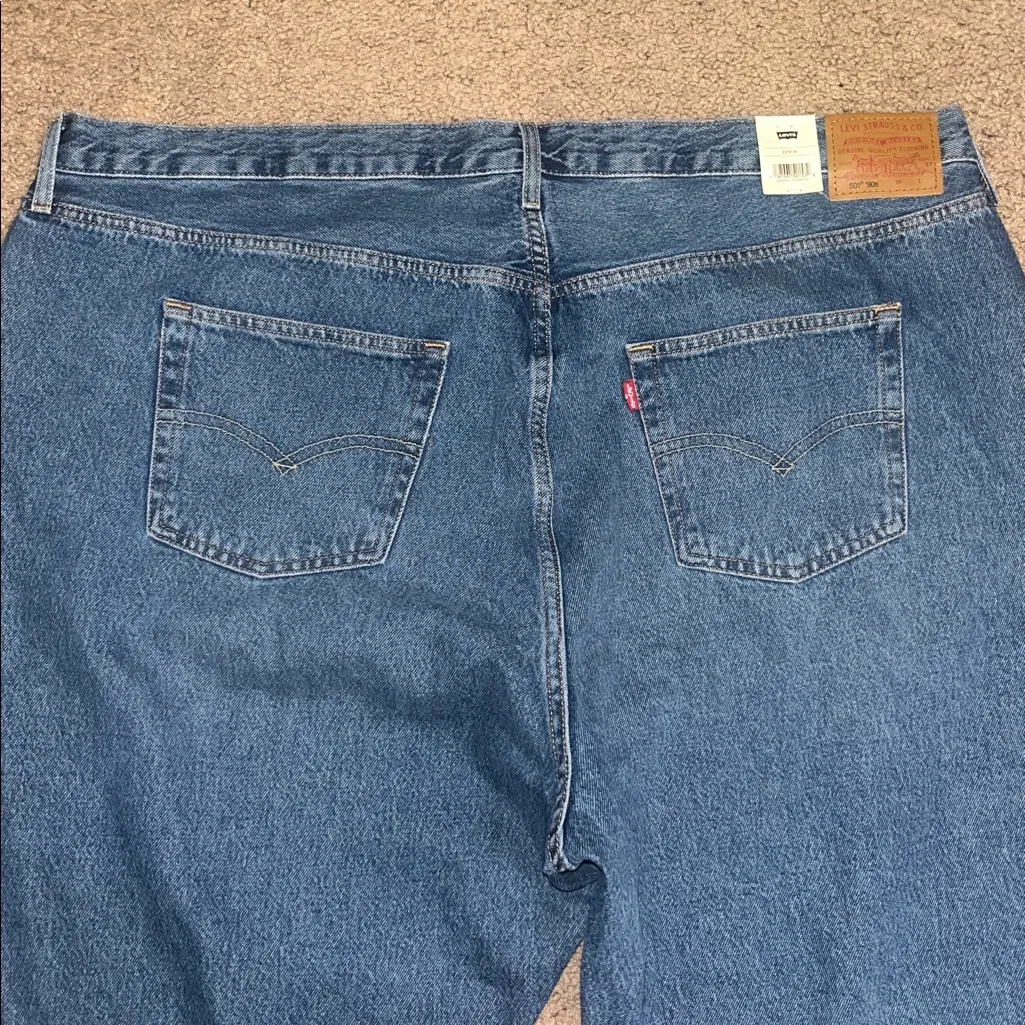 Levi's 501 ‘90s Rigid Loose Straight Leg Jean Not My News Channel Blue 22W - Image 8