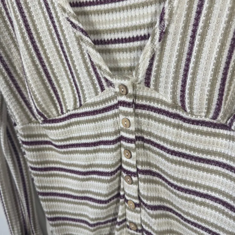 Free People Intimately Free Thermal Bodysuit By The Fire Women M Stripe Cream - Image 6