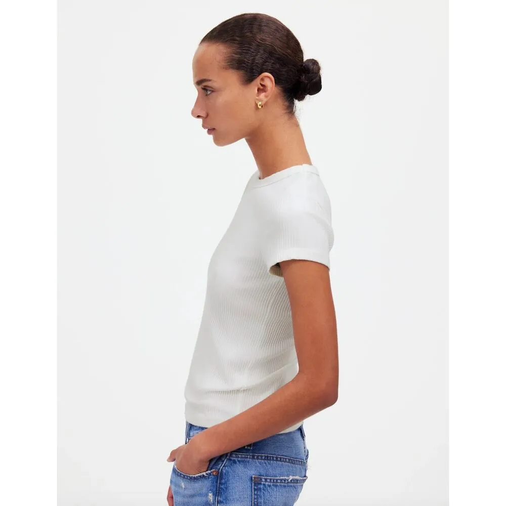 Madewell Ribbed Crewneck Tee Basics Stretch Modal Cotton Basics Small NWT - Image 4