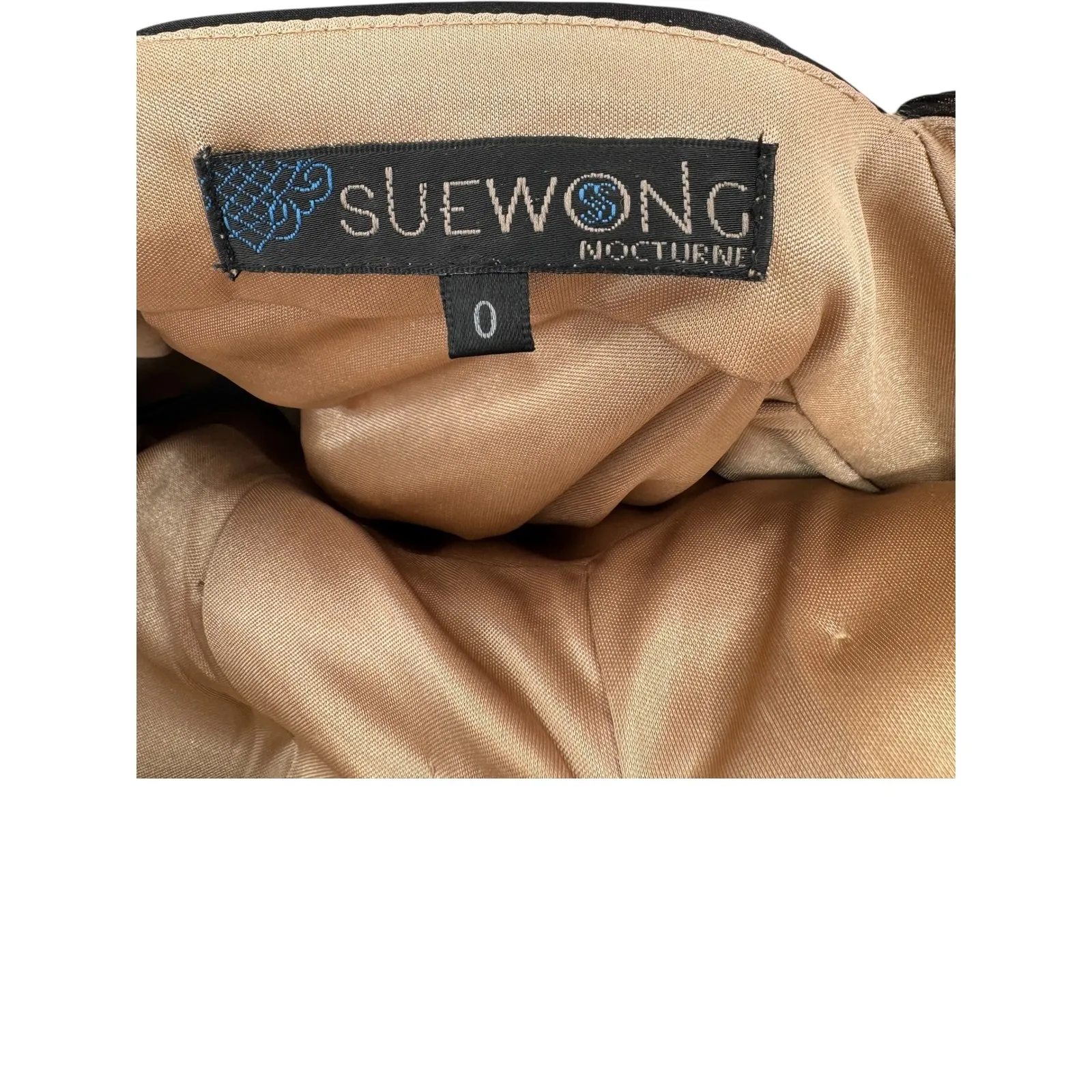 Sue Wong Nocturne Beaded Mesh Feather Hem Cocktail‎ Dress Black Nude Flapper 0 - Image 6