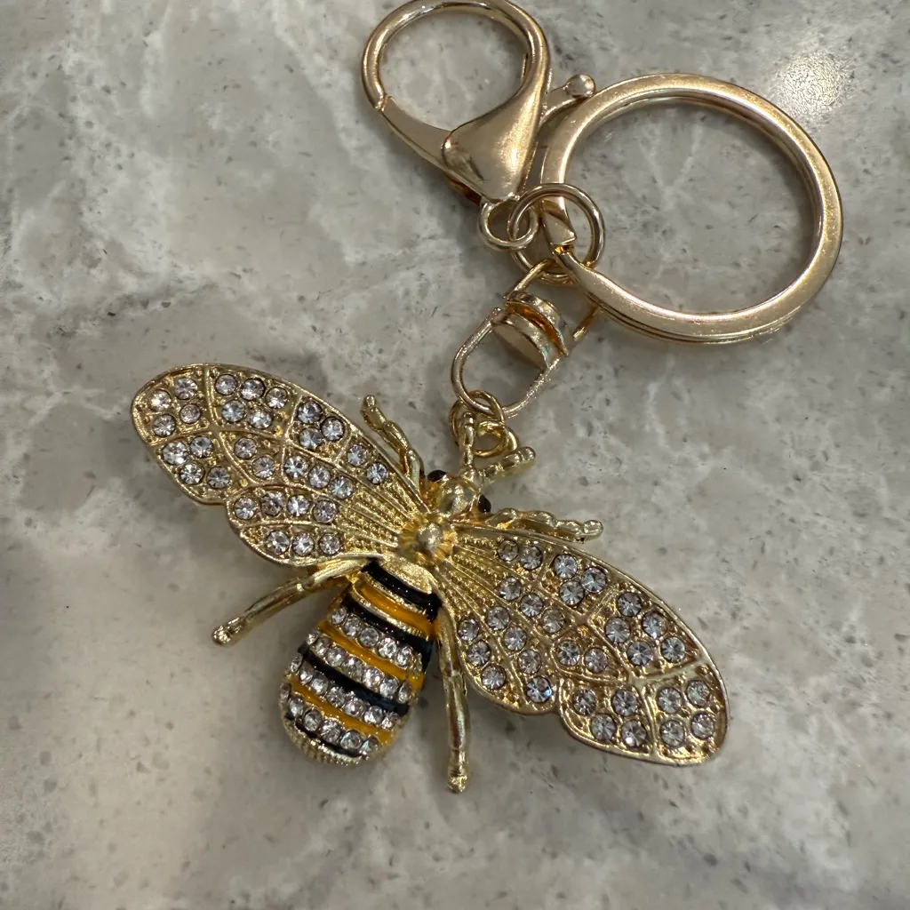Rhinestone and gem Bee bag charm Silver - Image 2