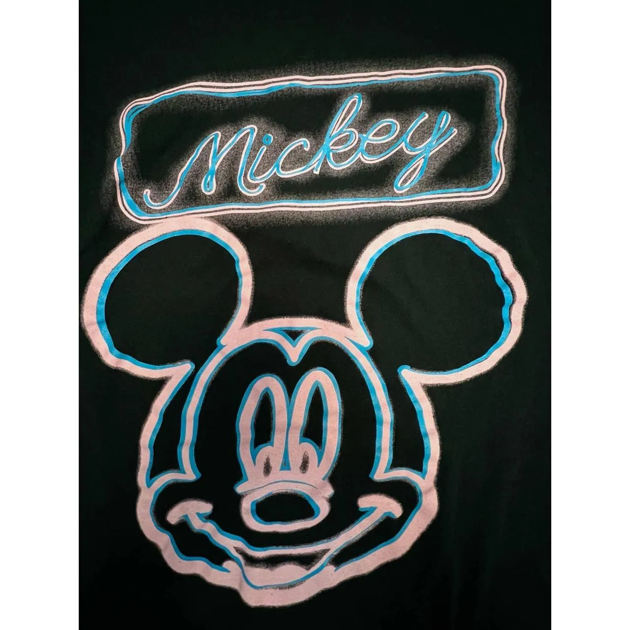 Disney Mickey Mouse Neon Face Tshirt - Image 2