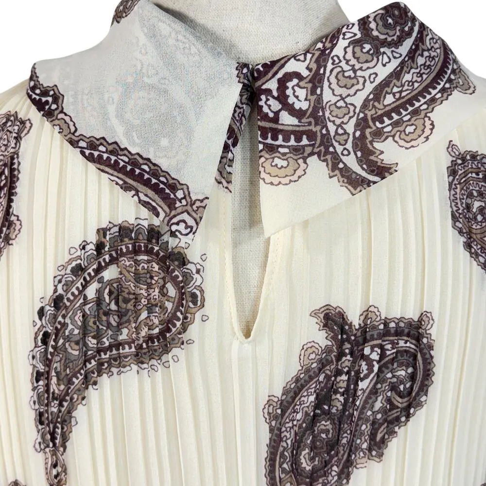 Chico’s Petite SZ 2P (Large) Top Paisley Accordion Pleats Long Sleeves Lined - Image 7