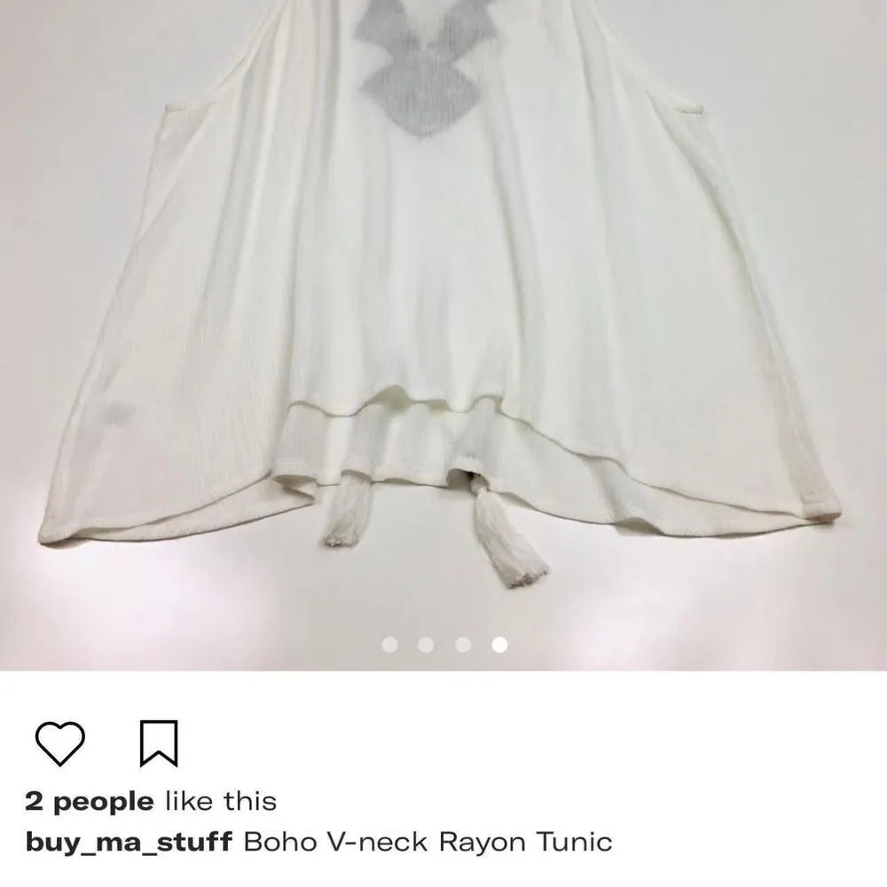 boho v neck rayon tunic White - Image 4