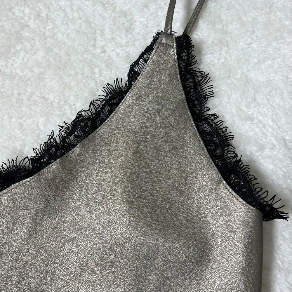 Zara Faux Leather Lace Trim Knit Back Cami - Image 5