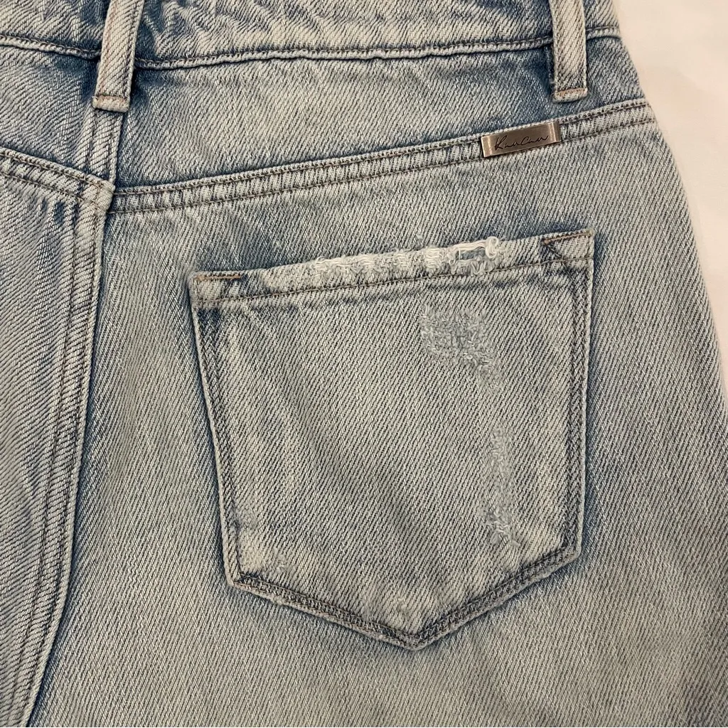 Kancan 100% Cotton Light Blue Distressed Denim Shorts Size Medium - Image 6