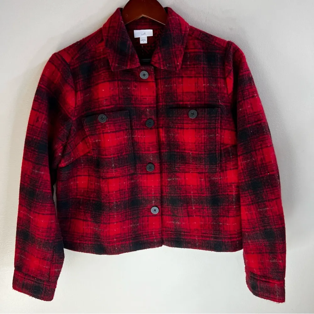 J Jill red and black buffalo plaid checked Jacket S - Image 3