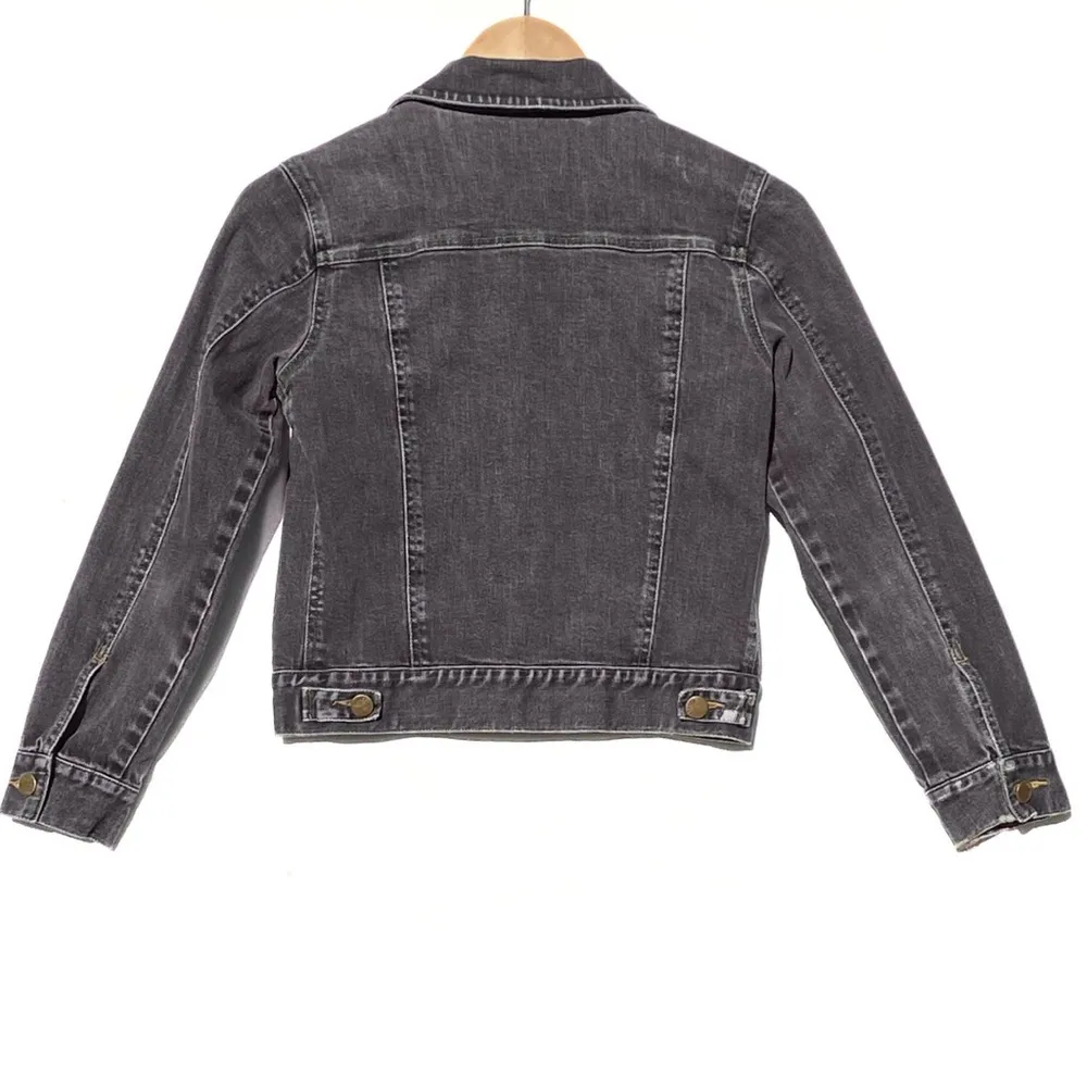 THEORY Women’s Black Wash Denim Trucker Jacket Size 2 - Image 2