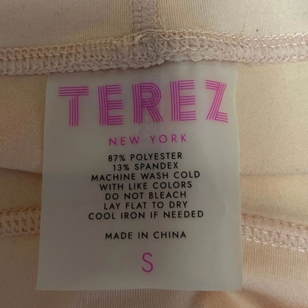 Terez Cream High Rise Wide Waistband High Rise Workout Athletic Bike Short Sz S - Image 3