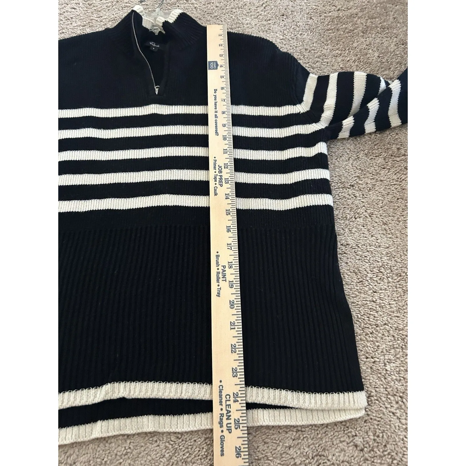 Rails Tessa Sweater Wool & Cotton Striped Onyx Ivory Stripe Preppy Size Small - Image 8