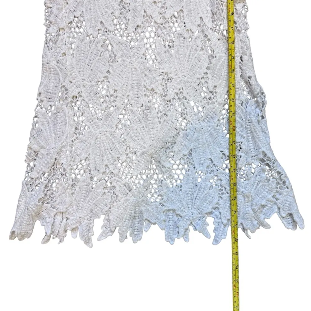 Solitaire White Lace Crochet Tunic Swimsuit Cover Top 100% Cotton Size Medium - Image 5