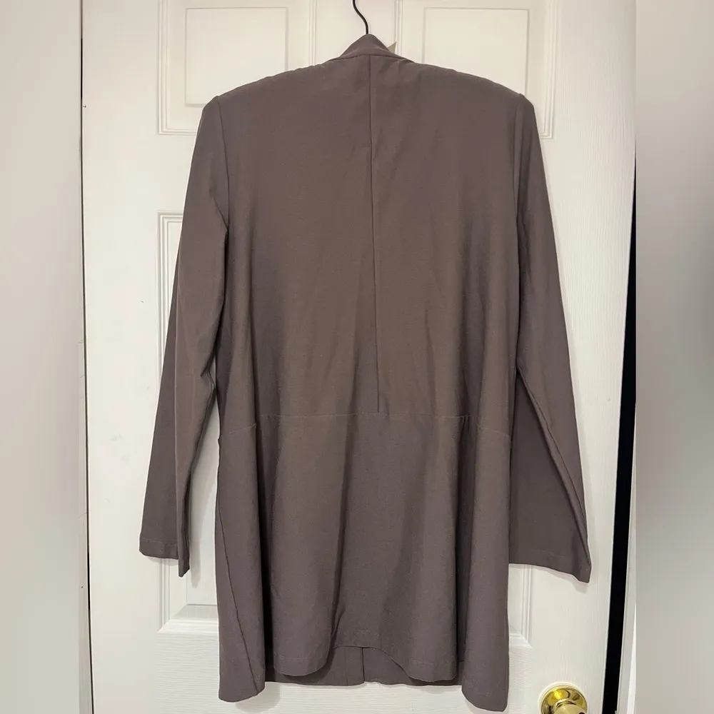 EILEEN FISHER Streetch Crepe Mandarin Collar Jacket Cobblestone Sz M - Image 10