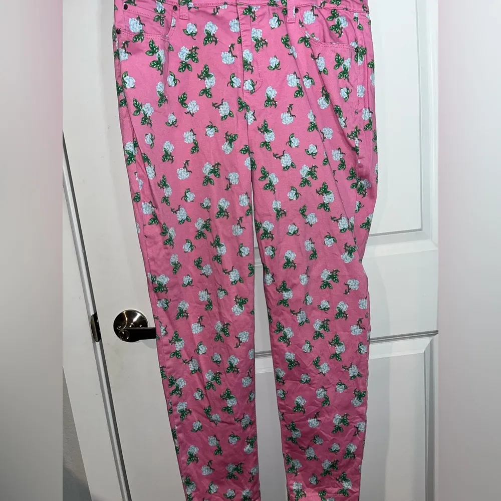 Charter Club Women's Bristol Printed Skinny Ankle Jeans Hot Pink Flowers Size 12 - Image 3
