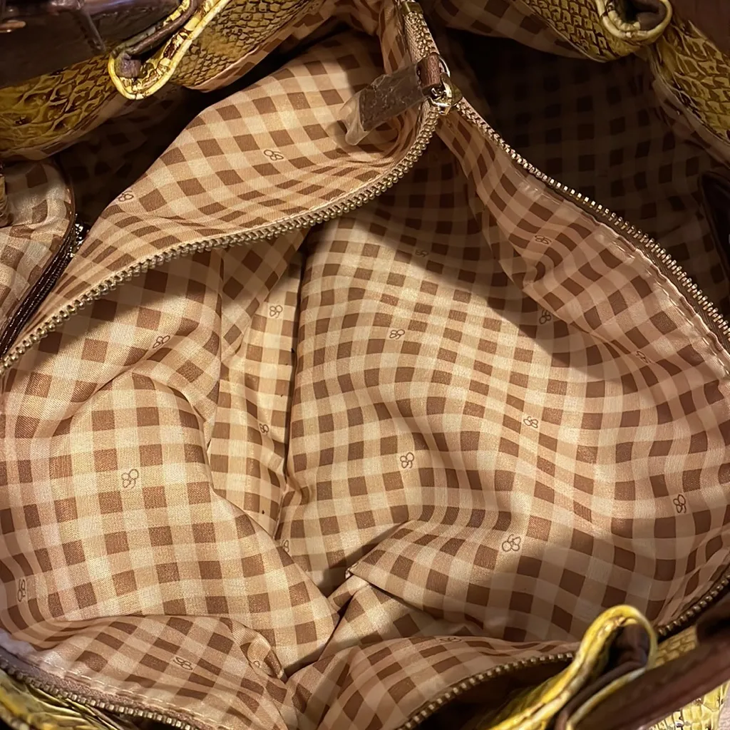 JESSICA SIMPSON Snake Print Hobo Faux Python Handbag, Yellow & Brown - Image 9