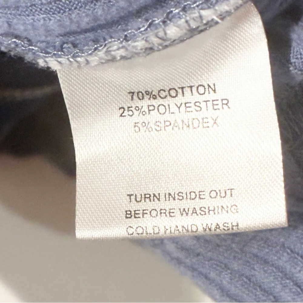 White Fox Boutique Size Small/Medium Blue Ribbed Thermal Full Zip Up Hoodie - Image 4