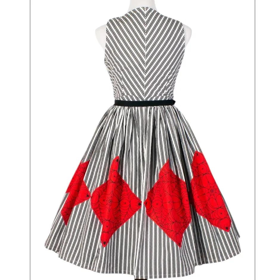 The Oblong Box Shop Harlequin
Stripe Full Skirt Pinup Dress XL Red - Image 4