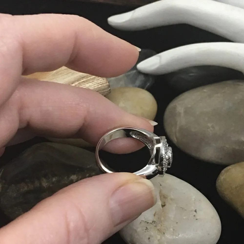 Pave Set Cubic Zirconia Sterling Silver Ring Size 7 Silver - Image 12