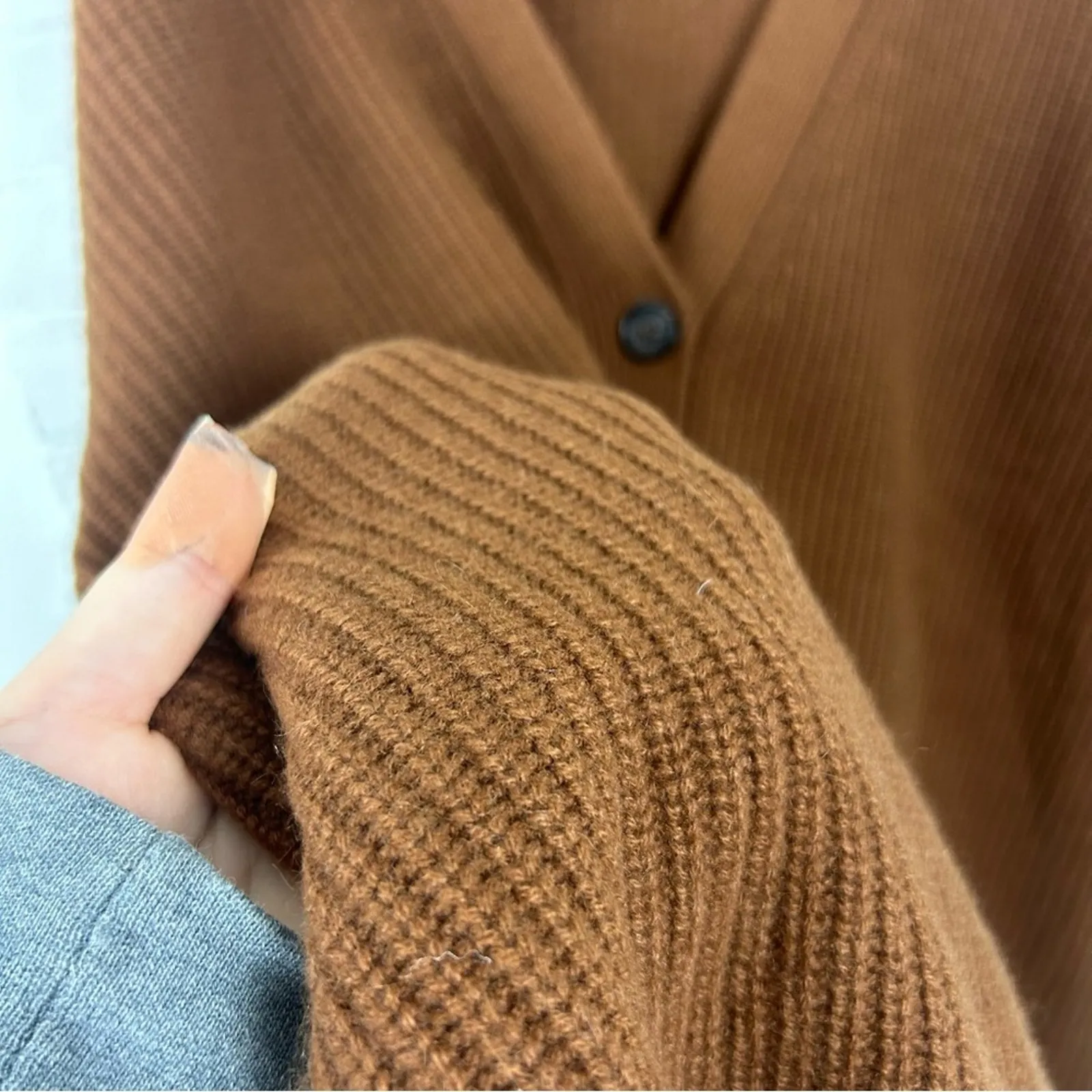 Jenni Kayne RARE Cinnamon Brown Cashmere Cocoon Cardigan Sweater Size XL - Image 9