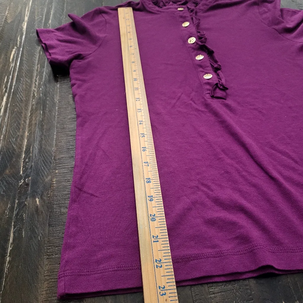 Tory Burch Ruffle Polo Shirt Women's Size Medium - Image 7
