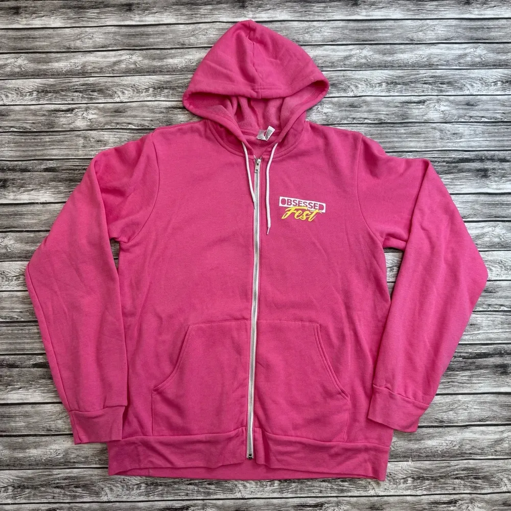 Bella + Canvas Women's 2023 Obsessed Fest Full Zipper Hoodie XL Extra Large Pink - Image 15