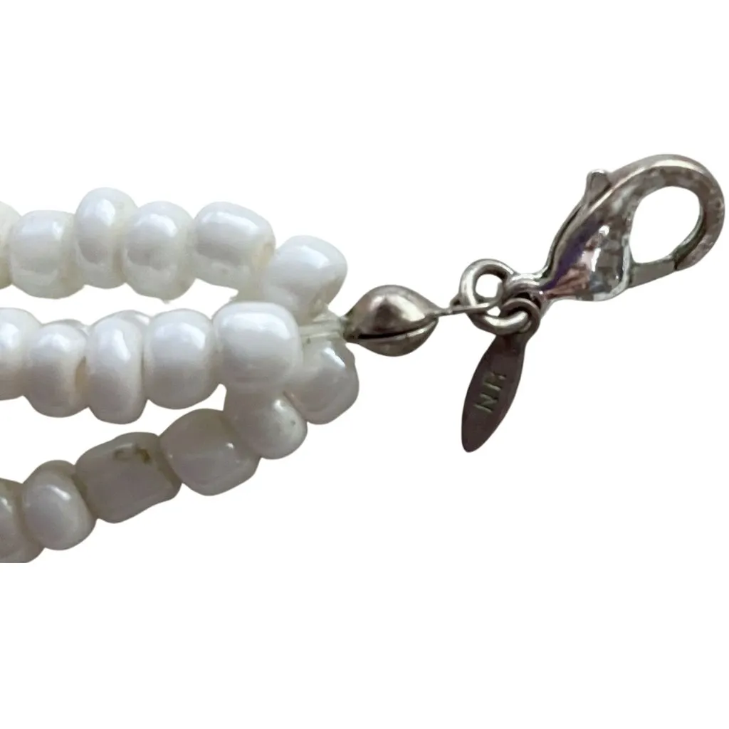 Vintage Signed Nina Ricci for Avon Beaded Shell Necklace Boho Beach Cruise 15” White - Image 6