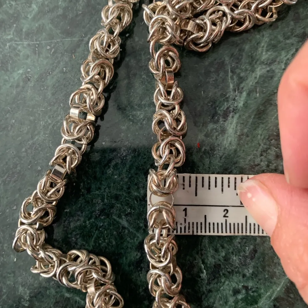 8mm Byzantine Chain Link Sterling Silver Necklace 18” Toggle Closure - Image 11