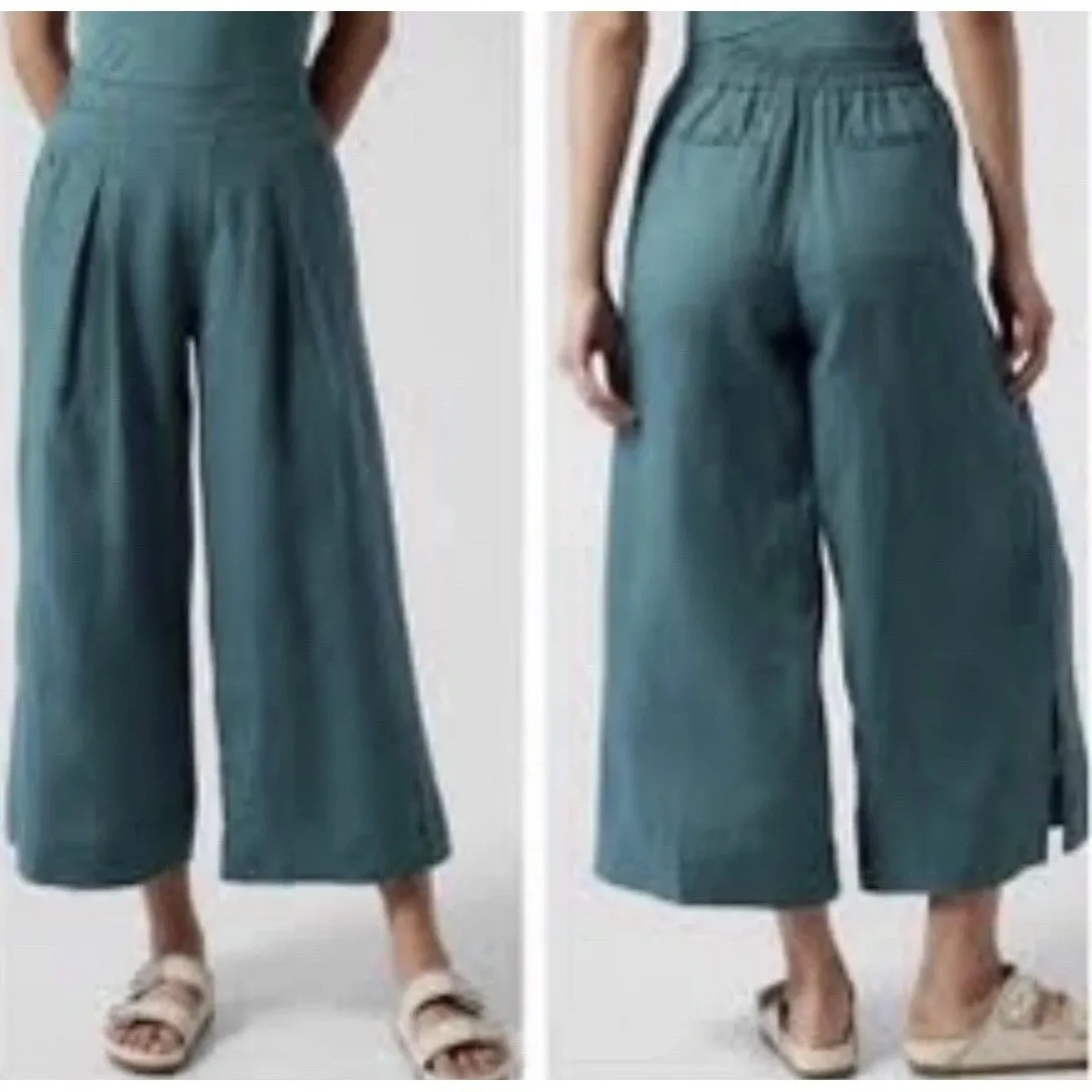 Athleta Playa Linen Wide Leg Crop Pants Womens Size 4 Teal NWT - Image 3