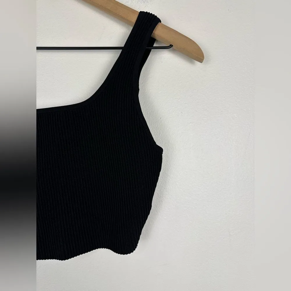 Aritzia Babaton Sculpt Knit Square Neck Cropped Black Tank Top Women’s Sz M - Image 6