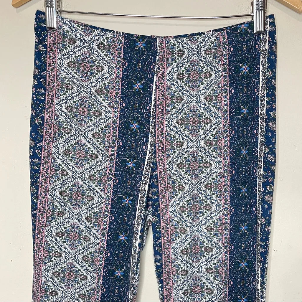 BEAR DANCE Bohemian Print Stretch Pull-On Flare Leg Pants, Large - Image 2