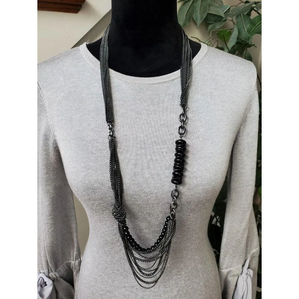 CeCe Women's Gray Cotton Round Neck Long Sleeve Casual Knee Length Dress Size XS - Image 2